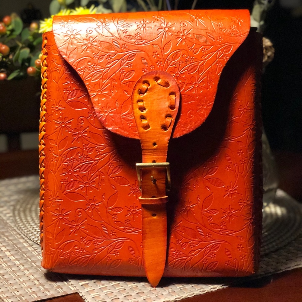 Leather handmade Mexican bag